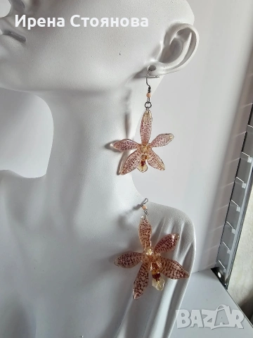 🕷🕸Нежно паяче🕷🕸 Елегантни обеци, вдъхновени от екзотичната орхидея паяк , снимка 7 - Обеци - 53870007