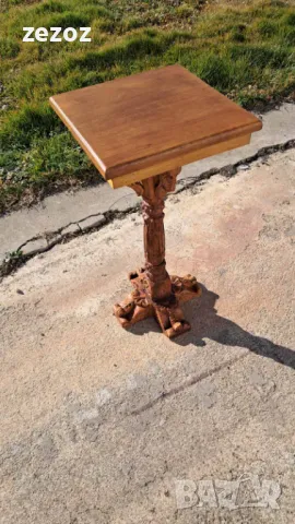 Маса помощна с дърворезба, снимка 4 - Маси - 49398124