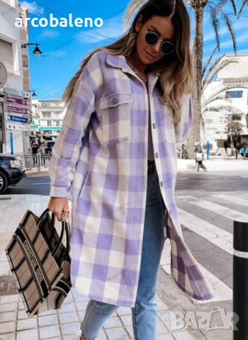 Дамско дълго карирано яке (риза), 4цвята, снимка 10 - Якета - 41809936
