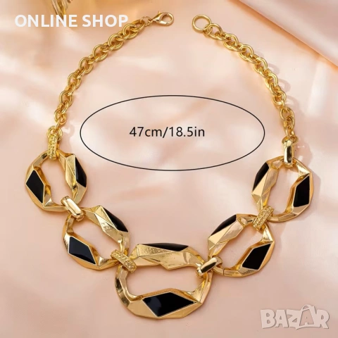 Модерно и изискано геометрично колие, снимка 5 - Колиета, медальони, синджири - 53700285