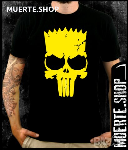 Черна тениска с щампа BART PUNISHER