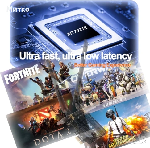 Безжична карта Ubit WiFi 6 AX3000E, макс. 2974 Mbps, трибандова (6G/5G/2.4G), BT 5.2, OFDMA, MU-MIMO, снимка 5 - Мрежови адаптери - 53071808