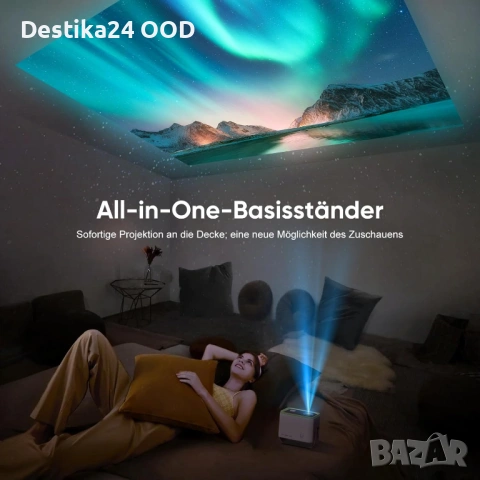 4K WiFi Bluetooth проектор Full HD 360 градуса авто фокус, прожектор, снимка 2 - Друга електроника - 53472661