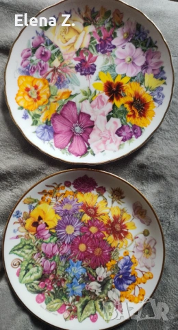 2 красиви декоративни чинии от фин костен порцелан , снимка 6 - Декорация за дома - 53575545