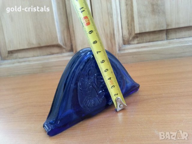  стъклен салфетник син кобалт, снимка 5 - Антикварни и старинни предмети - 34112314