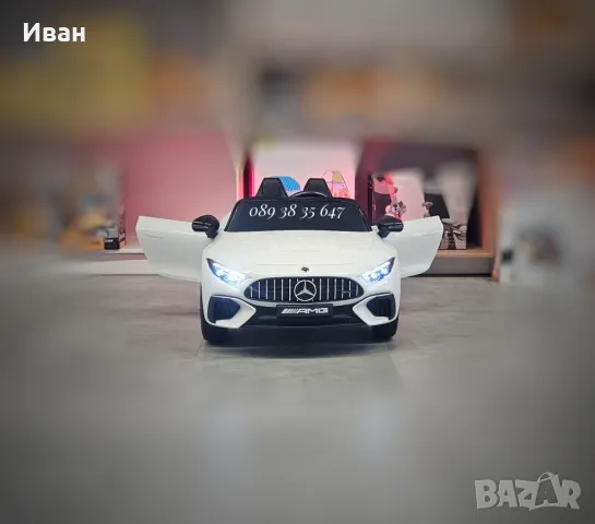 ТОП ЦЕНА!НОВО!Акумулаторна кола Mercedes SL63 AMG с 12V батерия,EVA гуми,кожена седалка, снимка 5 - Електрически играчки - 49602070