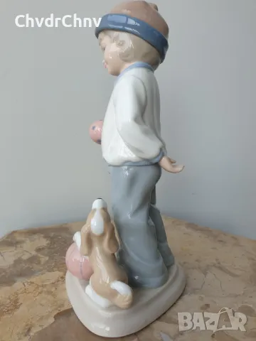 2бр Leonardo статуетки/ЛЕОНАРДО английска порцеланова фигура/ангел-момче с куче-момиче с цветя, снимка 4 - Колекции - 47107114