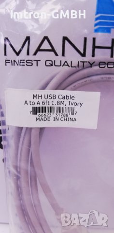 Manhattan 1.8m MH USB Cable USB кабел 1,8 м Cable, USB to USB , снимка 2 - Друга електроника - 40895346