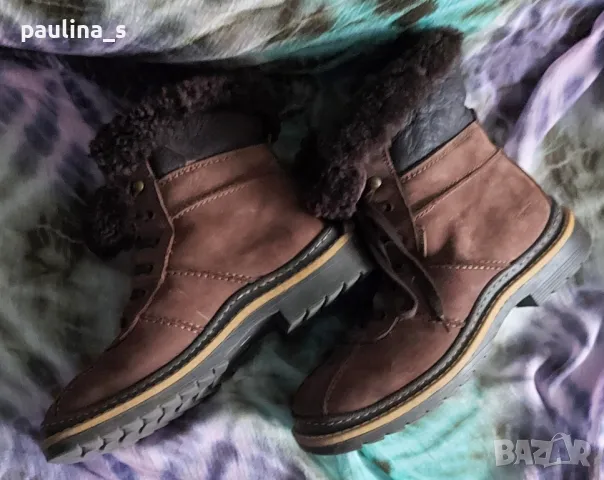 "Bama" shoes / Дамски боти тип кубинки от естествен набук и каракул за салона , снимка 5 - Дамски боти - 48174234