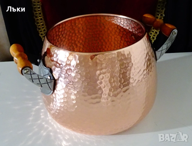 Медна тенджера 6 л.,1кг.,чиста червена мед. 