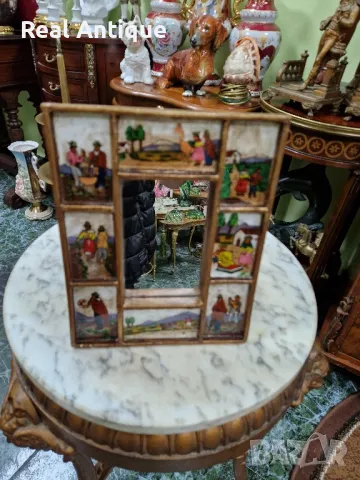 Страхотно антикварно огледало ръчно изрисувано , снимка 7 - Антикварни и старинни предмети - 50154176