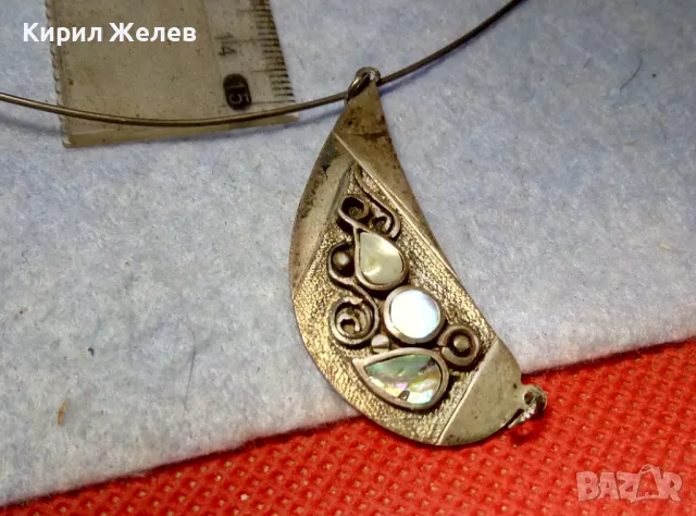 РАЗКОШНА СРЕБЪРНА ОГЪРЛИЦА с КРАЛСКИ СЕДЕФ СРЕБРО ВИСОКА ПРОБА РЪЧНА РАБОТА ЧАСТ от КОМПЛЕКТ 47560, снимка 11 - Антикварни и старинни предмети - 49656358