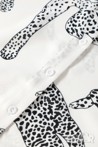 Дамска риза в бял цвят с принт гепард, снимка 10 - Ризи - 44821717