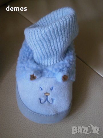 Бебешки терлички с кожена подметка, сини, снимка 5 - Детски пантофи - 39726431
