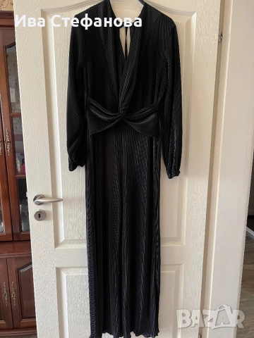 Нов черен дълъг елегантен еластичен гащеризон рипс рипсен универсален овърсайз модел широка кройка , снимка 2 - Гащеризони - 51860246