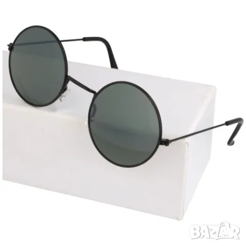 Слънчеви очила Ленънки черна рамка, тъмнозелени стъкла, снимка 4 - Слънчеви и диоптрични очила - 47735133