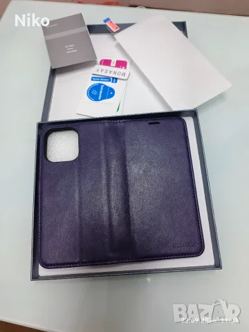 ТОП ЦЕНА! ЧИСТО НОВ кожен калъф тефтер MONASAY за IPhone 13 Pro (6.1")