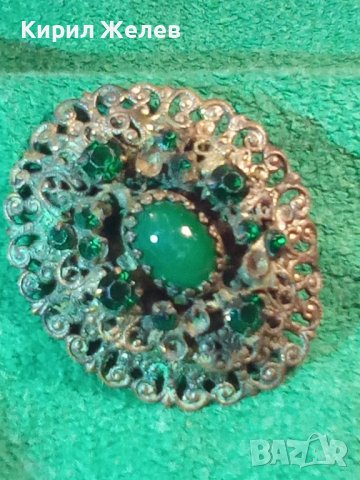 СТАРИННА АРТ ДЕКО БРОНЗОВА ПОСРЕБРЕНА СКЪПОЦЕННА БРОШКА с ПЕРИДОТ-  ОЛИВИН и ЗЕЛЕН АХАТ 25073, снимка 15 - Антикварни и старинни предмети - 34529608