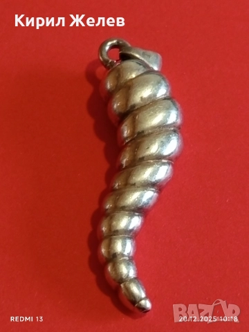 ИТАЛИАНСКА ВИСУЛКА във ФОРМАТА на РОГ ВИСОКО ПОЛИРАНО СРЕБРО 22299, снимка 8 - Колиета, медальони, синджири - 52855142