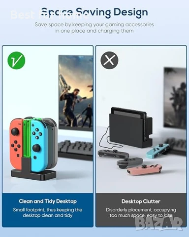 FYOUNG Докинг станция за зареждане за Switch и зарядно за Switch OLED конзола за Joy Cons, снимка 2 - Аксесоари - 50630700
