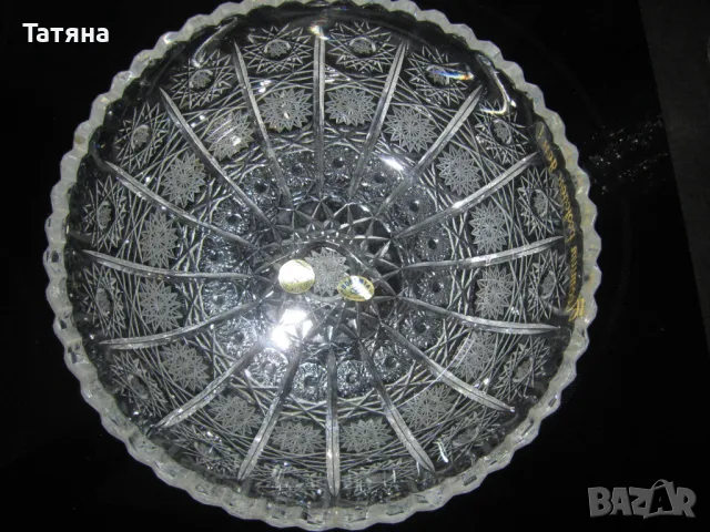 Бохемия кристален поднос;купа;ваза ; чиния  и пепелник от една серия, снимка 12 - Чинии - 49701871