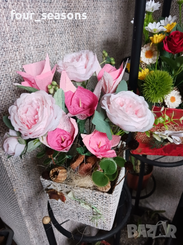 Цветя,букет,аранжировка, снимка 3 - Изкуствени цветя - 44618497