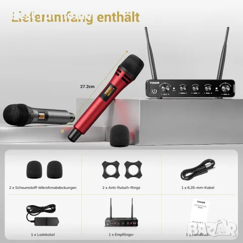  Двойна безжична микрофонна система TONOR , снимка 6 - Микрофони - 50127542