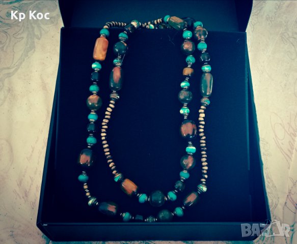 Актуален дървен гердан, снимка 6 - Колиета, медальони, синджири - 39411742