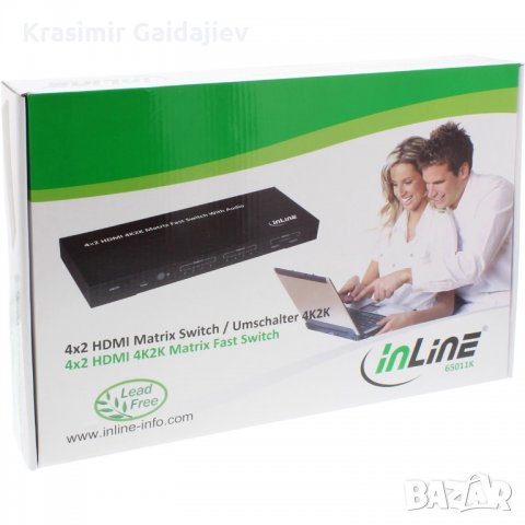 INLINE HDMI матричен превключвател, 4K2K, 4 входни порта до 2 изходни порта - Видео/аудио превключва, снимка 3 - Кабели и адаптери - 39740812