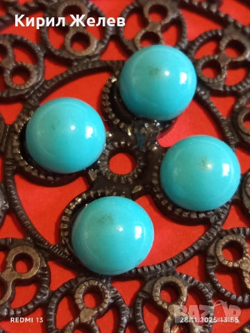 Винтидж бижу с тюркоазени камъни филигранна изработка ретро стил 52185, снимка 3 - Други - 52573320
