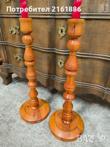 Два дървени свещници , снимка 2 - Декорация за дома - 50233766