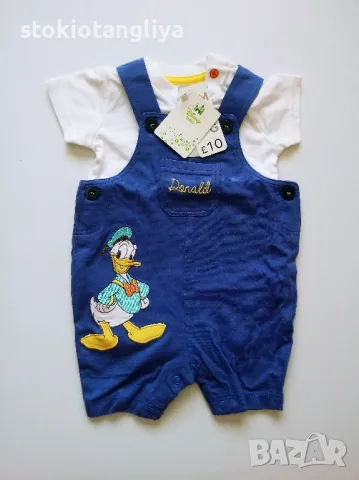 Летен комплект боди и гащеризон за бебе, размер 3-6 месеца