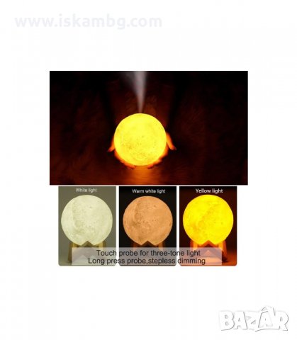 КОМБИНИРАН АРОМАТИЗАТОР И НОЩНА ЛАМПА 3В1 В ТРИИЗМЕРНА, РЕЛЕФНА ФОРМА НА ЛУНА - код 2634, снимка 2 - Овлажнители и пречистватели за въздух - 33929349