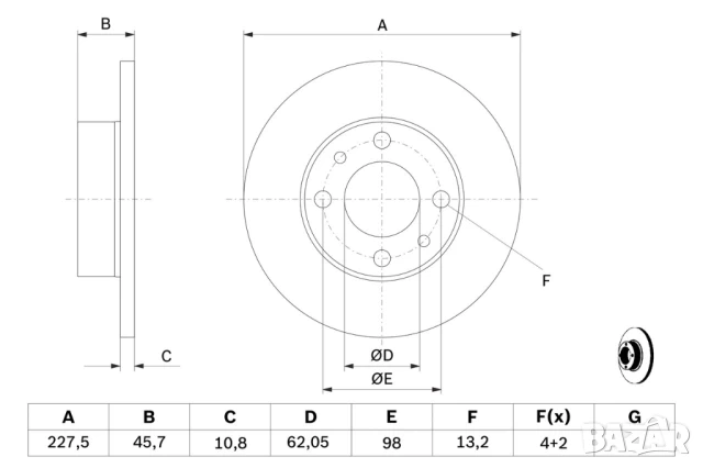 Диск спирачен преден/заден дeсен/ляв за FIAT № F2021P, снимка 6 - Части - 50642772