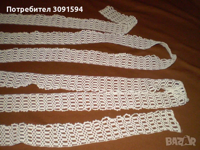 Реколта от 1930 г. Ретро ръчно плетена памучна лента 3 см х502 см, снимка 5 - Други ценни предмети - 48436320