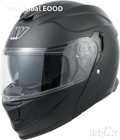 Мотористка каска MY 935, модулна, двойно стъкло, ECE 22.06 BLACK N1