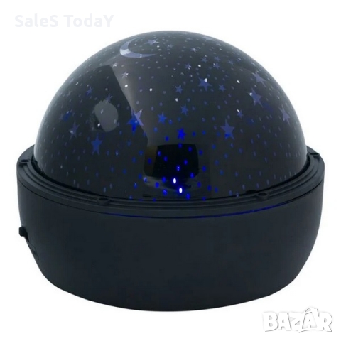 Нощна лампа, зездно небе, LED прожектор, 17x17x18 см, звезди, черен
