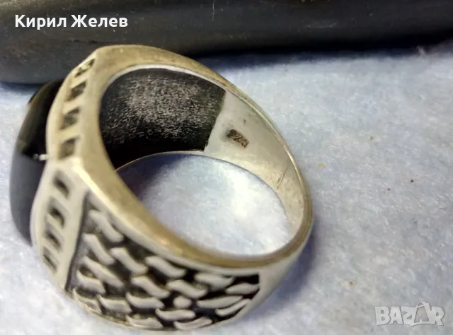 СТИЛНО ОРНАМЕНТИРАН СКЪПОЦЕНЕН СРЕБЪРЕН ПРЪСТЕН ЛАКИРАНО СРЕБРО 925 с ШЛИФОВАН ЧЕРЕН ОНИКС 49305, снимка 2 - Пръстени - 49366063