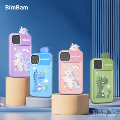Коледна промоция -50% ! Детски смартфон с калъф еднорог / динозавър 2.8" / - различни цветове