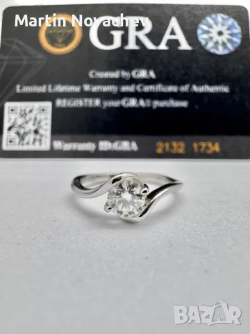Сребърен пръстен с мойсанит (Диамант) 0.5 карата, снимка 1