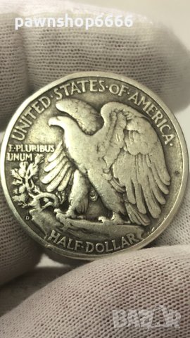 Сребърна монета САЩ ½ долар, 1943 Walking Liberty Half Dollar Маркировка на монетния двор "D" - Денв