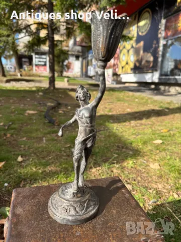 Стар бронзов свещник за една свещ с прекрасна патина №6149 , снимка 1