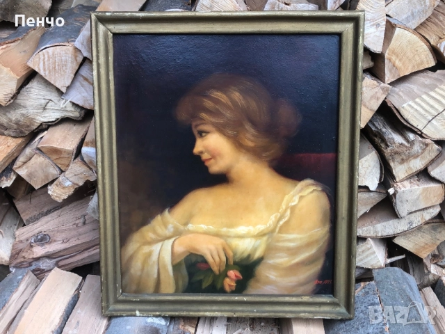 стара българска картина - худ. Азов - 1983г., снимка 5 - Антикварни и старинни предмети - 52508783