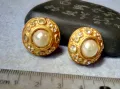 ЧИФТ СТАРИ ВИНТИДЖ АРТ ПОЗЛАТЕНИ ПЕРЛЕНИ МЕДНИ КЛИПС ОБЕЦИ с БЛЕСТЯЩИ КРИСТАЛИ 17593, снимка 4