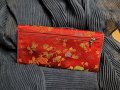 Голямо  портмоне от КОПРИНА,  японски стил, бордо на цветя, снимка 13