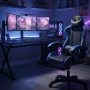 Геймърски стол с регулируема височина, лумбална възглавница и метална основа, снимка 1