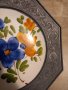 Декоративна керамична чиния с калаен обков , снимка 3