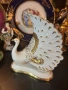 Capodimonte Italy  Circa 1980 Porcelain Peacock Figurine W/ Colorful Crystal Accents “Паунът” , снимка 4
