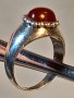 Стар сребърен пръстен с червен кехлибар , снимка 4