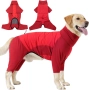 HEYWEAN Поларено палто за кучета с крачоли, гащеризон за цялото тяло, М, червено, снимка 1